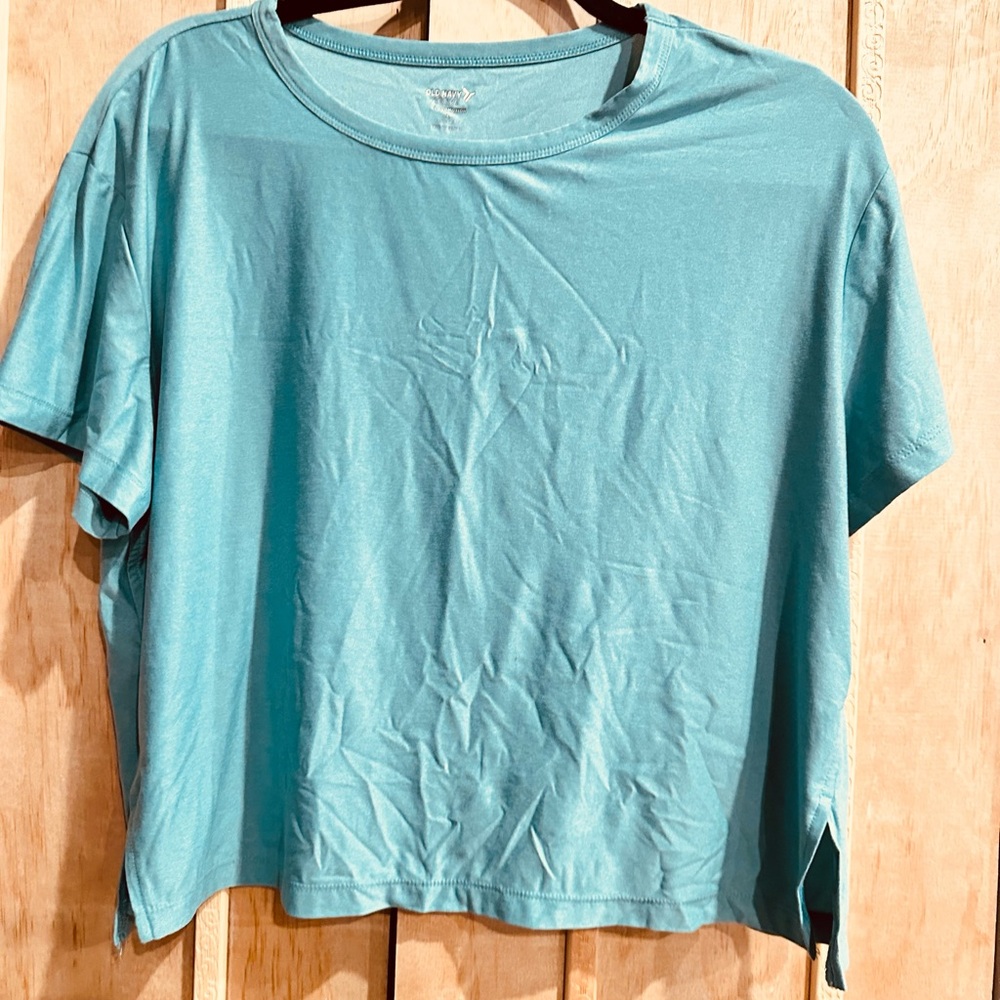 Old Navy Active CloudMotion Teal Short Sleeve Workout Top Size L